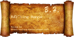 Báling Hanna névjegykártya